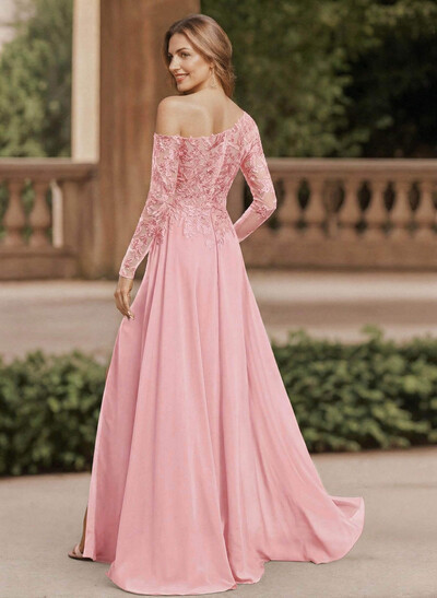 Lace Long Sleeves Asymmetrical Elegant Mother Of The Bride Dresses With Split