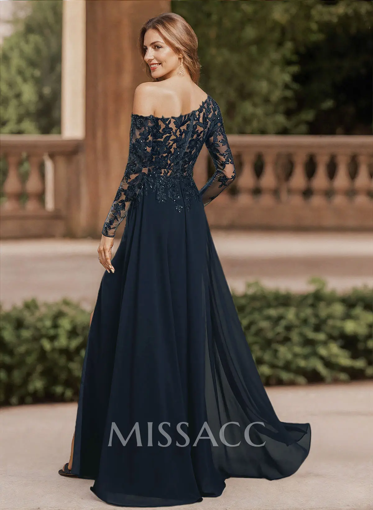blue lace dress long sleeve Navy Wool Silk Linen Blend Custom Dress Pants