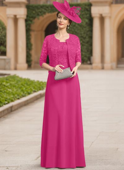 Sheath/Column Lace(Non-Stretch)/Chiffon(Non-Stretch) Mother Of The Bride Dresses With Lace