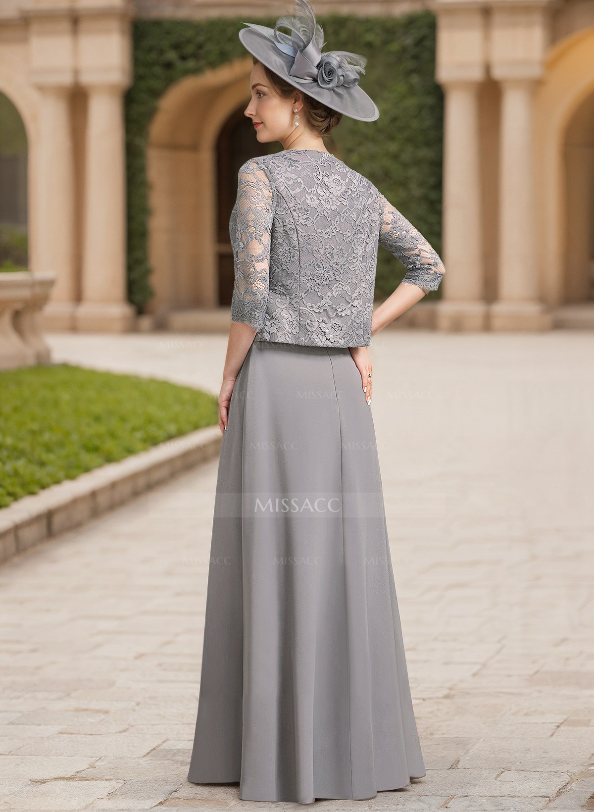 Sheath/Column Lace(Non-Stretch)/Chiffon(Non-Stretch) Mother Of The Bride Dresses With Lace