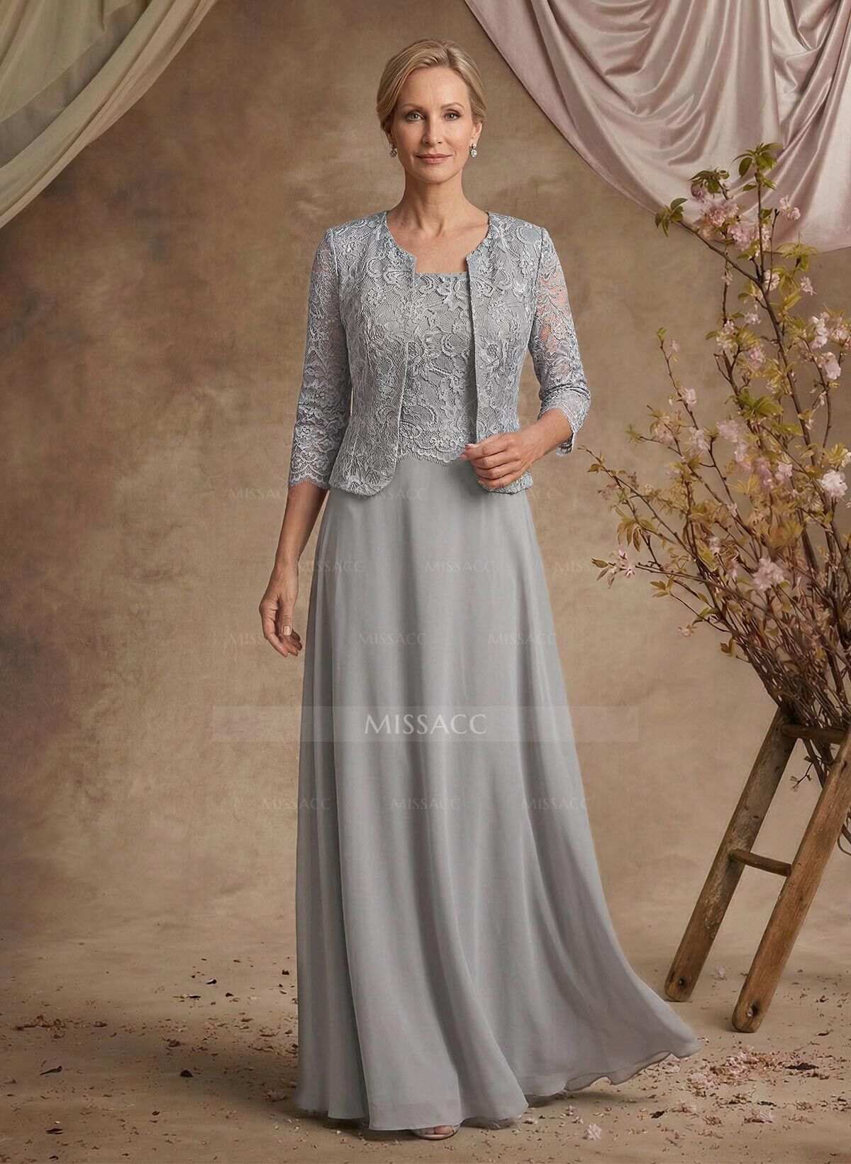 Sheath/Column Lace(Non-Stretch)/Chiffon(Non-Stretch) Mother Of The Bride Dresses With Lace