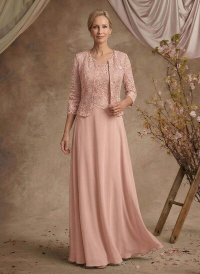 Sheath/Column Lace(Non-Stretch)/Chiffon(Non-Stretch) Mother Of The Bride Dresses With Lace