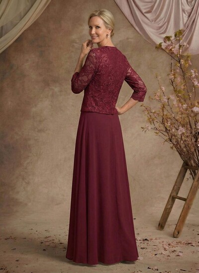 Sheath/Column Lace(Non-Stretch)/Chiffon(Non-Stretch) Mother Of The Bride Dresses With Lace