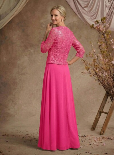 Sheath/Column Lace(Non-Stretch)/Chiffon(Non-Stretch) Mother Of The Bride Dresses With Lace