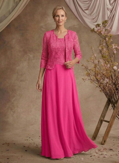 Sheath/Column Lace(Non-Stretch)/Chiffon(Non-Stretch) Mother Of The Bride Dresses With Lace