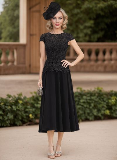 A-Line Chiffon(Non-Stretch) Mother Of The Bride Dresses With Appliques Lace