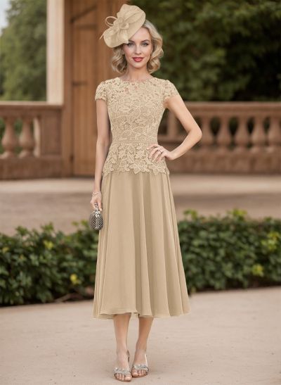 A-Line Chiffon(Non-Stretch) Mother Of The Bride Dresses With Appliques Lace