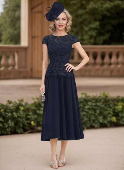 A-Line Chiffon(Non-Stretch) Mother Of The Bride Dresses With Appliques Lace