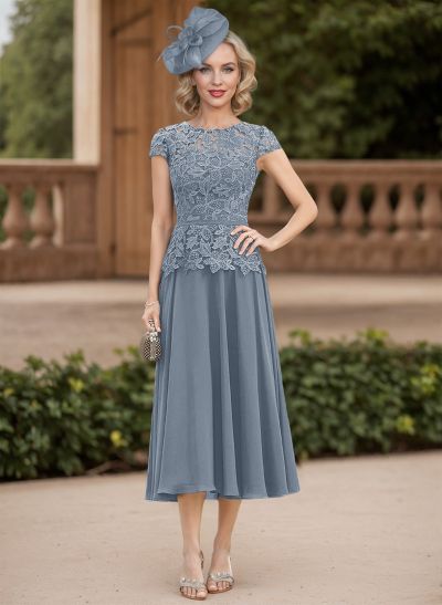 A-Line Chiffon(Non-Stretch) Mother Of The Bride Dresses With Appliques Lace