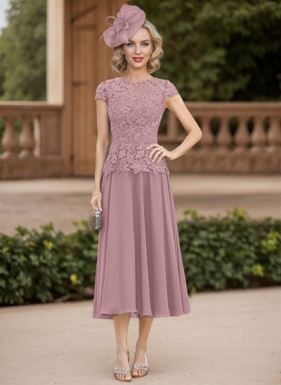 A-Line Chiffon(Non-Stretch) Mother Of The Bride Dresses With Appliques Lace