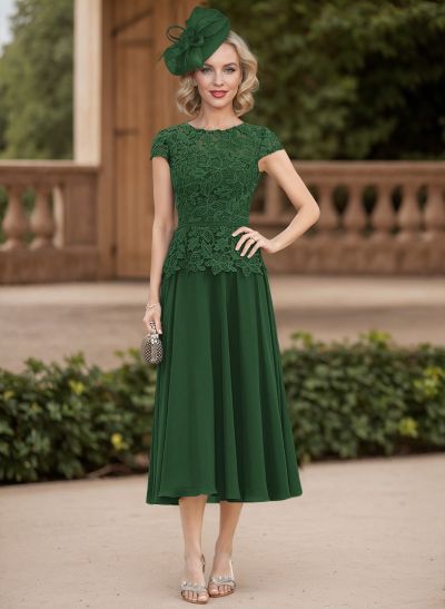 A-Line Chiffon(Non-Stretch) Mother Of The Bride Dresses With Appliques Lace