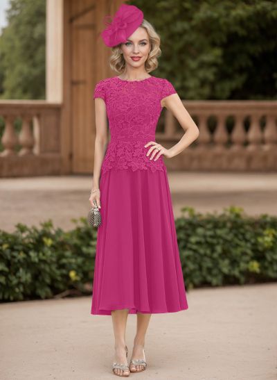 A-Line Chiffon(Non-Stretch) Mother Of The Bride Dresses With Appliques Lace