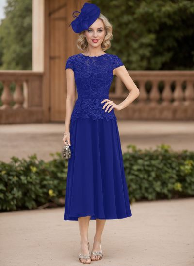 A-Line Chiffon(Non-Stretch) Mother Of The Bride Dresses With Appliques Lace