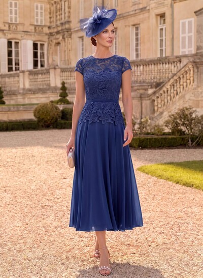A-Line Chiffon(Non-Stretch) Mother Of The Bride Dresses With Appliques Lace
