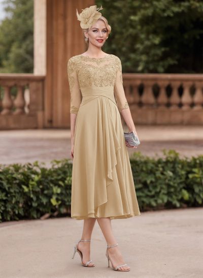 A-Line Chiffon Mother Of The Bride Dresses With Appliques Lace