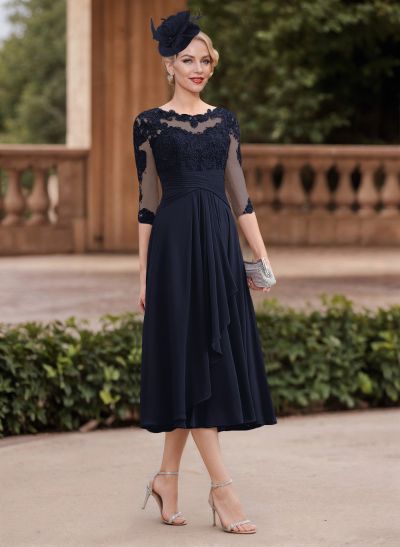 A-Line Chiffon Mother Of The Bride Dresses With Appliques Lace