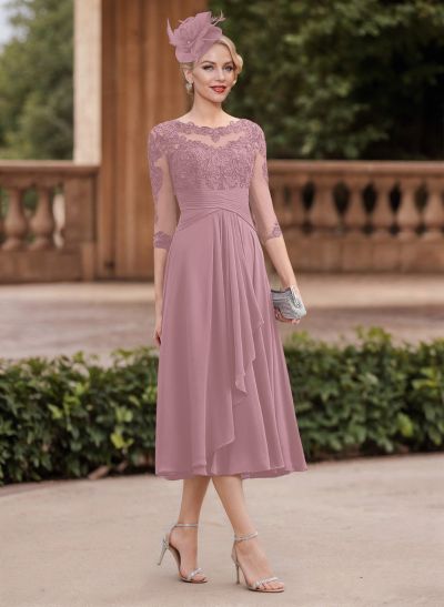 A-Line Chiffon Mother Of The Bride Dresses With Appliques Lace