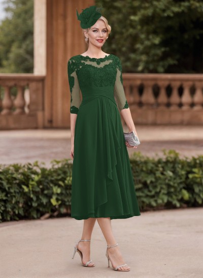 A-Line Chiffon Mother Of The Bride Dresses With Appliques Lace