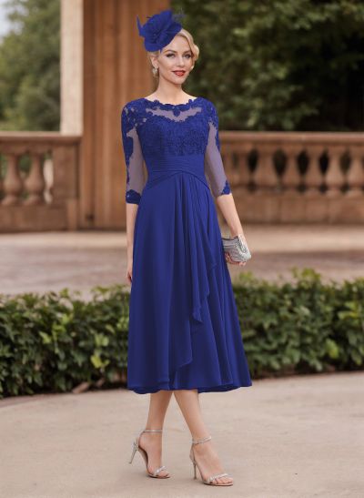 A-Line Chiffon Mother Of The Bride Dresses With Appliques Lace