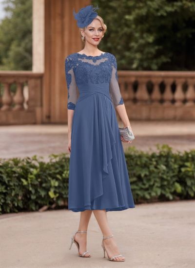 A-Line Chiffon Mother Of The Bride Dresses With Appliques Lace