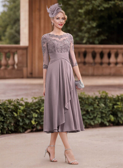 A-Line Chiffon Mother Of The Bride Dresses With Appliques Lace