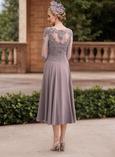 A-Line Chiffon Mother Of The Bride Dresses With Appliques Lace
