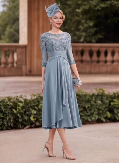 A-Line Chiffon Mother Of The Bride Dresses With Appliques Lace