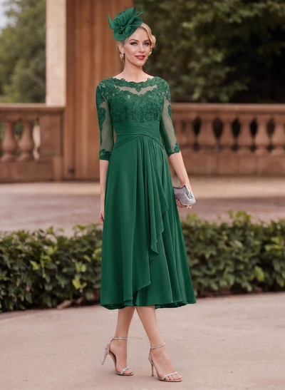 A-Line Chiffon Mother Of The Bride Dresses With Appliques Lace