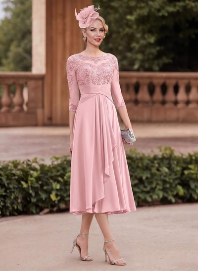 A-Line Chiffon Mother Of The Bride Dresses With Appliques Lace