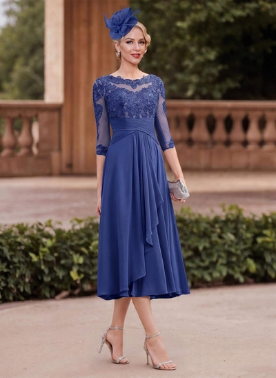 A-Line Chiffon Mother Of The Bride Dresses With Appliques Lace