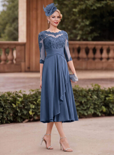 A-Line Chiffon Mother Of The Bride Dresses With Appliques Lace