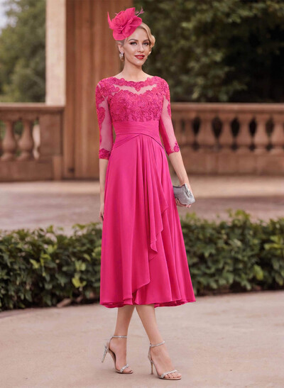 A-Line Chiffon Mother Of The Bride Dresses With Appliques Lace