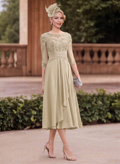 A-Line Chiffon Mother Of The Bride Dresses With Appliques Lace