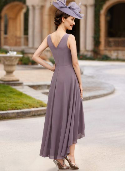 Sheath/Column V-Neck Chiffon(Non-Stretch) Mother Of The Bride Dresses