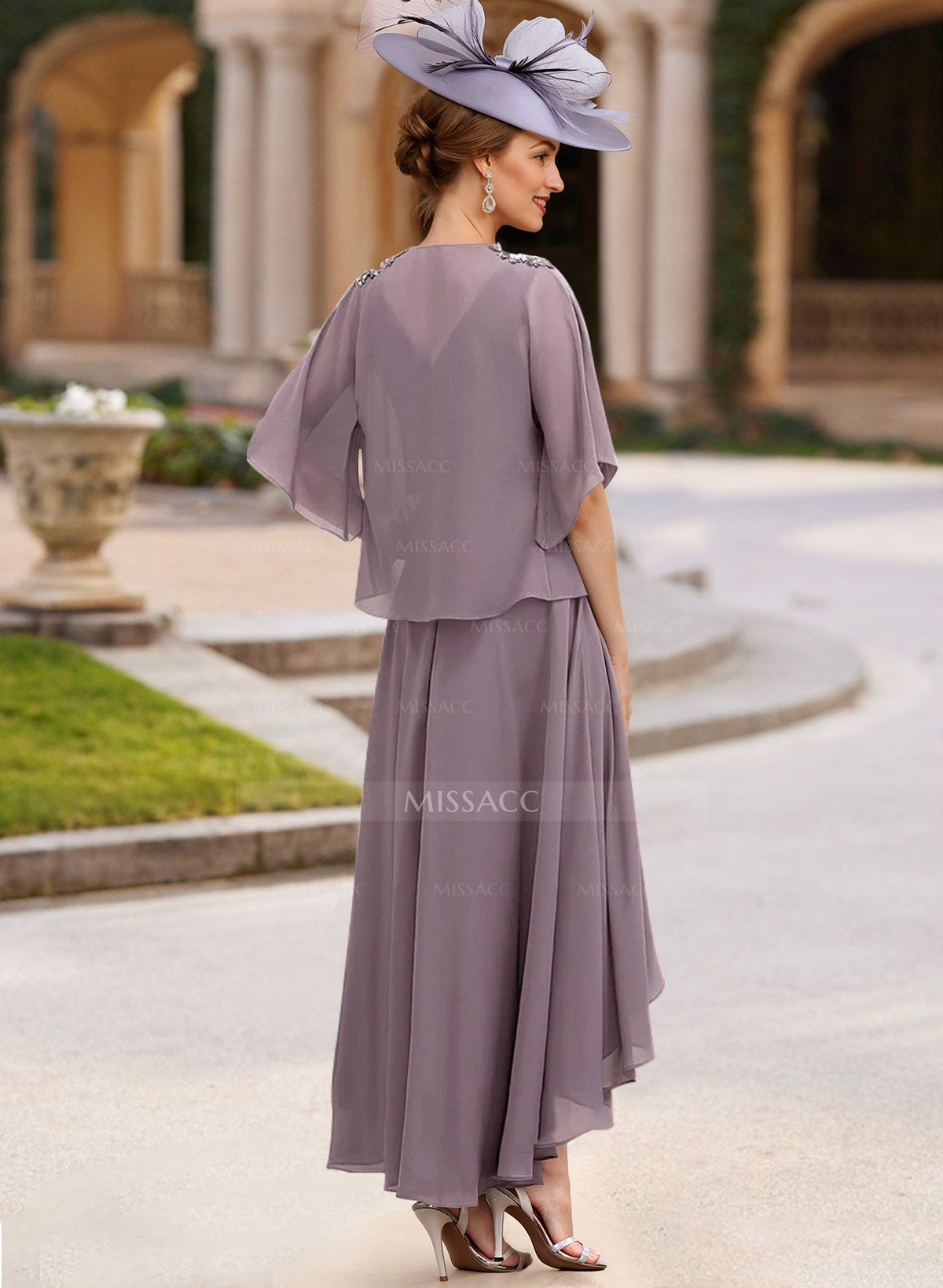 Sheath/Column V-Neck Chiffon(Non-Stretch) Mother Of The Bride Dresses