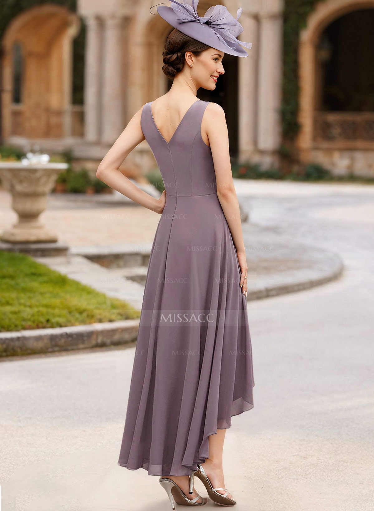 Sheath/Column V-Neck Chiffon(Non-Stretch) Mother Of The Bride Dresses