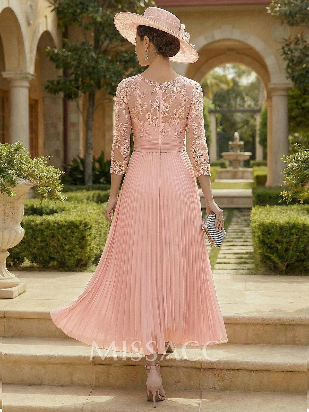 A-Line Scoop Neck Chiffon Mother Of The Bride Dresses With Lace/Pleated A-Line Scoop Neck Chiffon Mother Of The Bride Dresses With Lace/Pleated