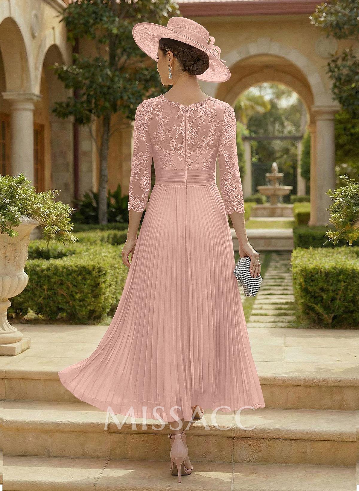 A-Line Scoop Neck Chiffon Mother Of The Bride Dresses With Lace/Pleated A-Line Scoop Neck Chiffon Mother Of The Bride Dresses With Lace/Pleated