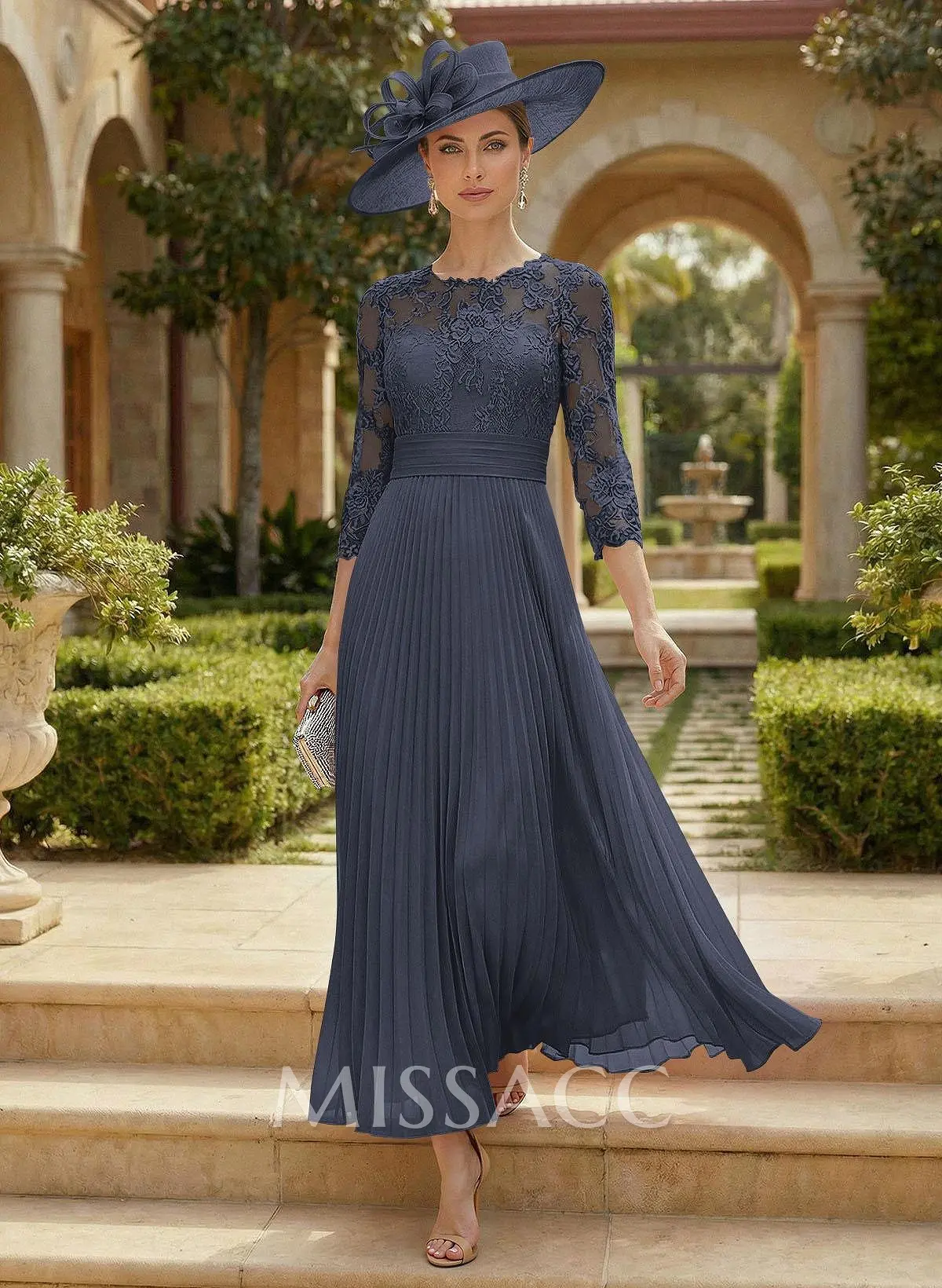 A-Line Scoop Neck Chiffon Mother Of The Bride Dresses With Lace