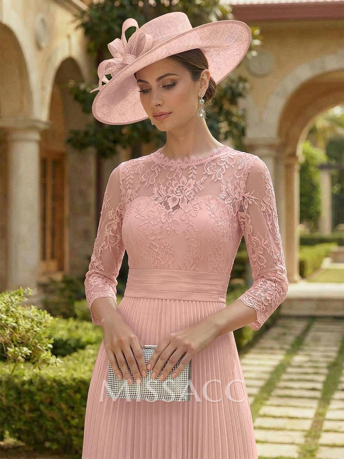 A-Line Scoop Neck Chiffon Mother Of The Bride Dresses With Lace/Pleated A-Line Scoop Neck Chiffon Mother Of The Bride Dresses With Lace/Pleated
