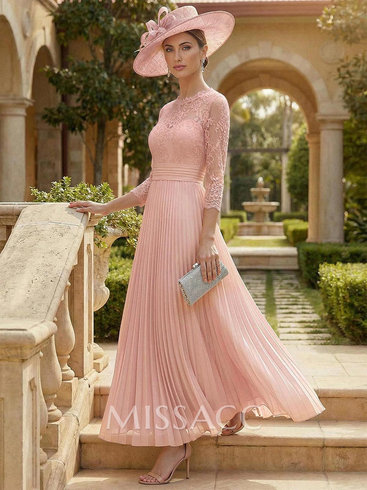 A-Line Scoop Neck Chiffon Mother Of The Bride Dresses With Lace/Pleated A-Line Scoop Neck Chiffon Mother Of The Bride Dresses With Lace/Pleated
