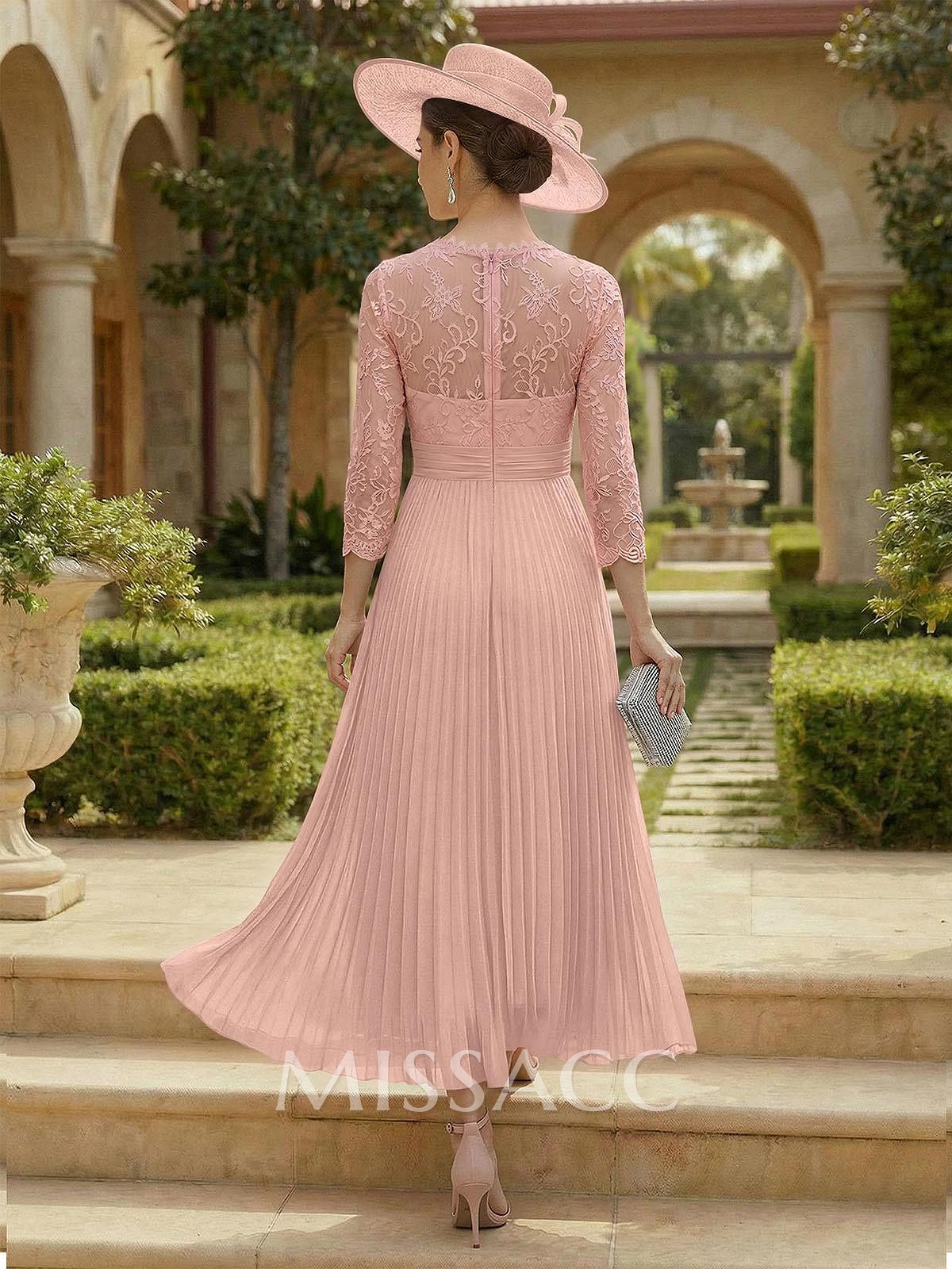 A-Line Scoop Neck Chiffon Mother Of The Bride Dresses With Lace/Pleated A-Line Scoop Neck Chiffon Mother Of The Bride Dresses With Lace/Pleated
