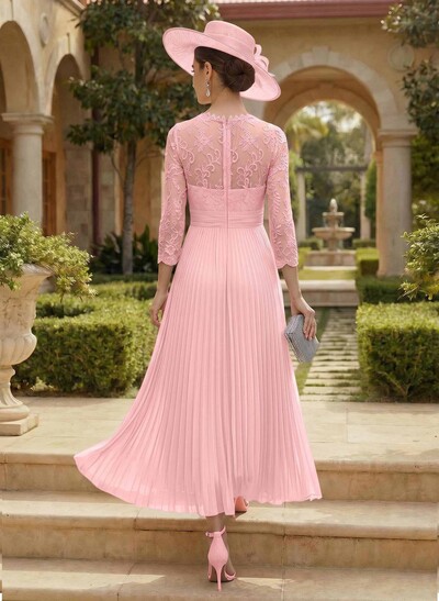 A-Line Scoop Neck Chiffon Mother Of The Bride Dresses With Lace/Pleated