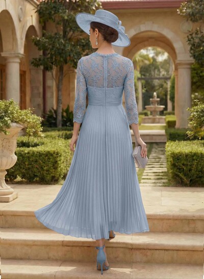 A-Line Scoop Neck Chiffon Mother Of The Bride Dresses With Lace/Pleated
