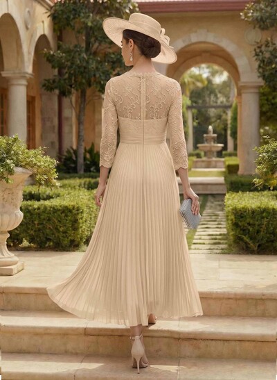 A-Line Scoop Neck Chiffon Mother Of The Bride Dresses With Lace/Pleated