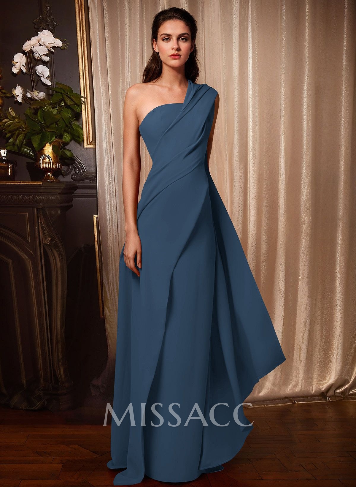 One-Shoulder Floor-Length Elastic Satin Mother Of The Bride Dresses