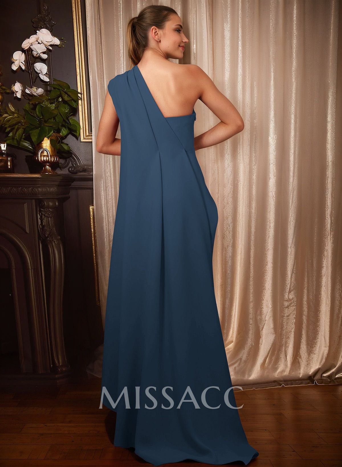 One-Shoulder Floor-Length Elastic Satin Mother Of The Bride Dresses