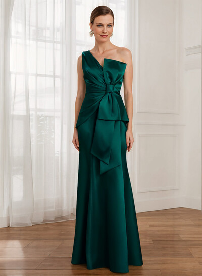 Sheath/Column Satin Mother Of The Bride Dresses With Bow(s) (2PCS)
