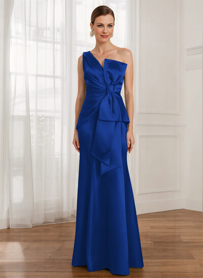 Sheath/Column Satin Mother Of The Bride Dresses With Bow(s) (2PCS)