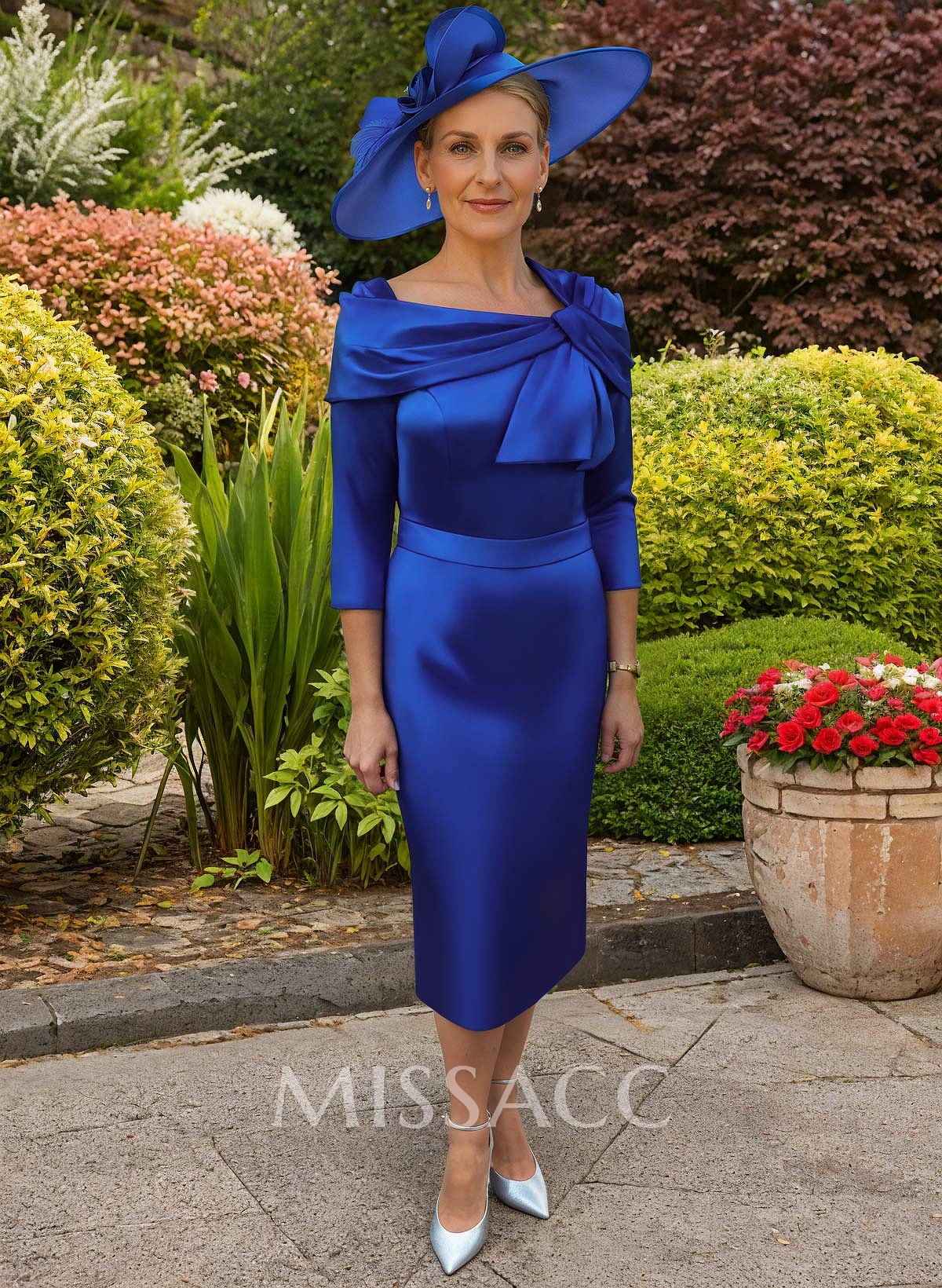 Sheath/Column Acetate Satin Mother Of The Bride Dresses With Bow(s)